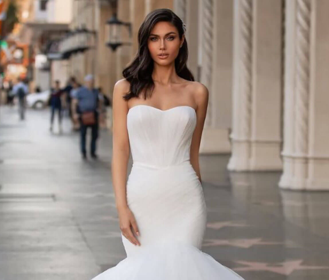 Photo of Model wearing a bridal gown by Pronovias